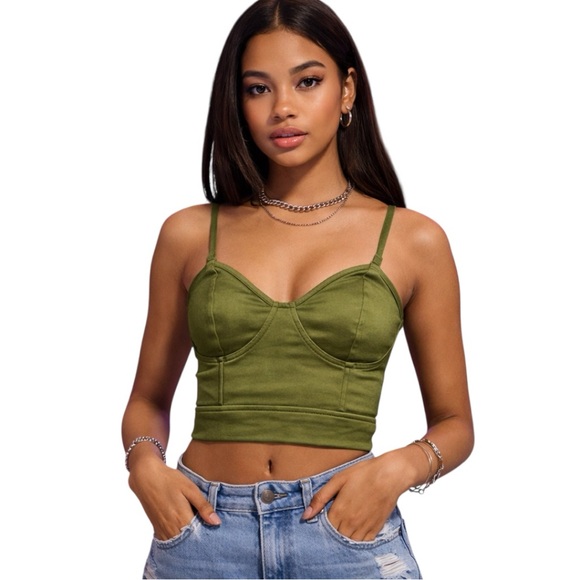 Lita by Ciara Tops - Lita by Ciara Avocado Green Structured Corset Top Bustier Bralette Crop